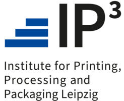 Logo des ip³ Instituts – Institute for Printing, Processing and Packaging Leipzig.